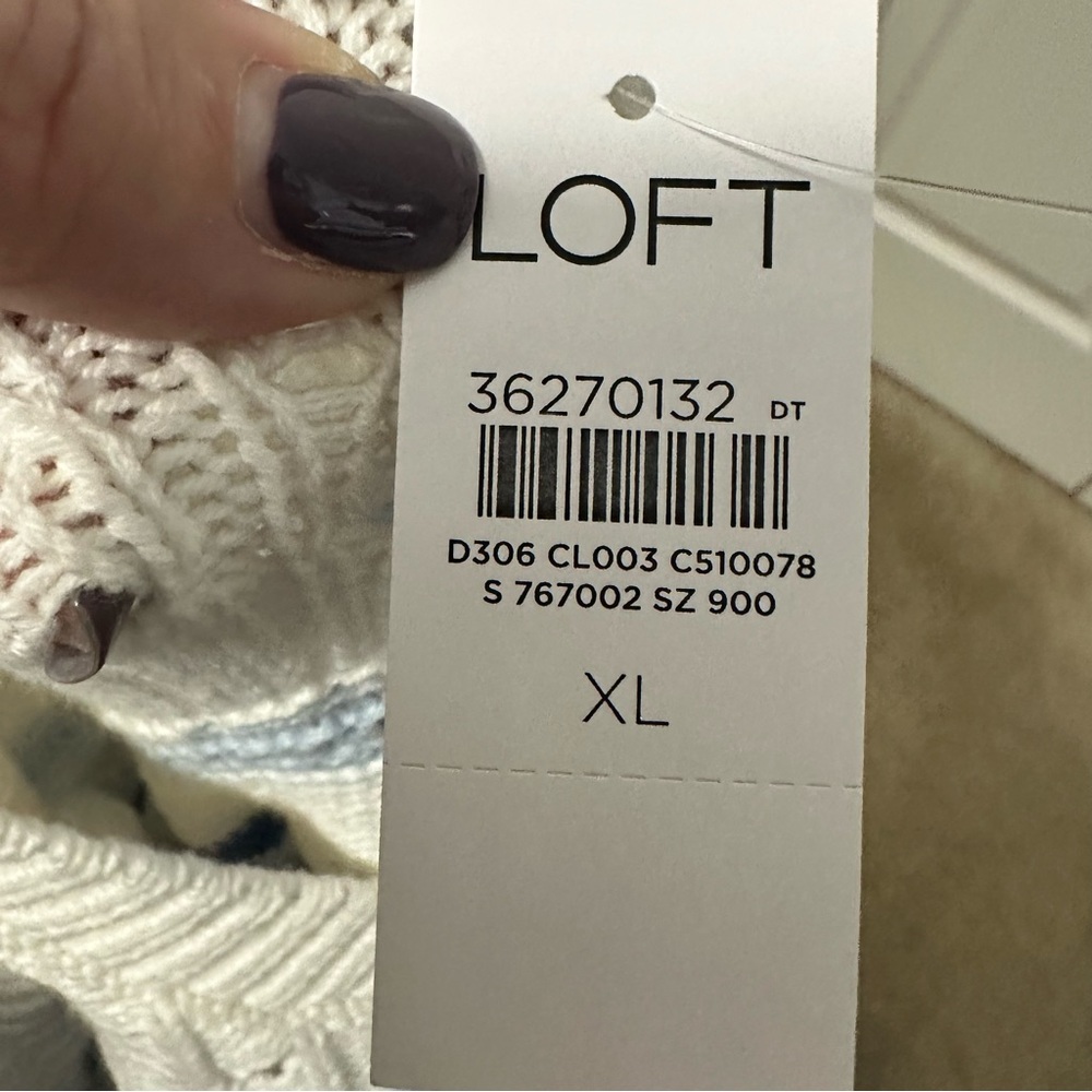 Ann Taylor LOFT Mixed Pointelle Sweater in Rainwashed Blue Size XL NWT - Picture 3 of 8